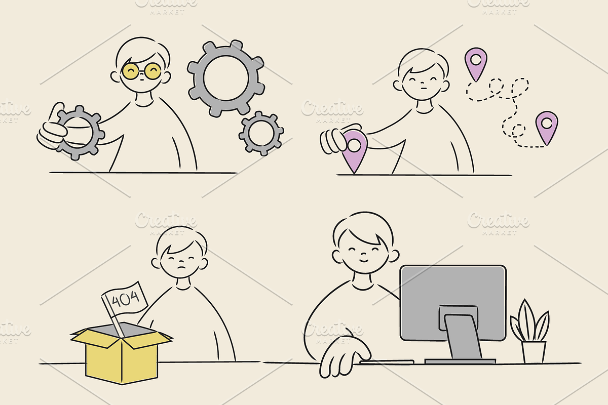 TOMMY PNG LINE ART (45 elements), a Person Illustration by Bonfloret Studio (Photo 9 of 10)