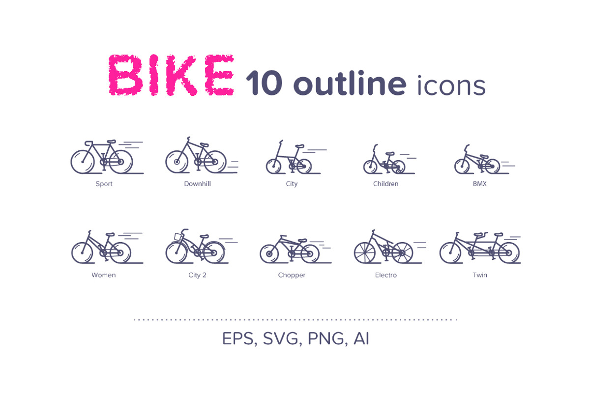 BIKE (10 Outline Icons), an Icon by igorverizub