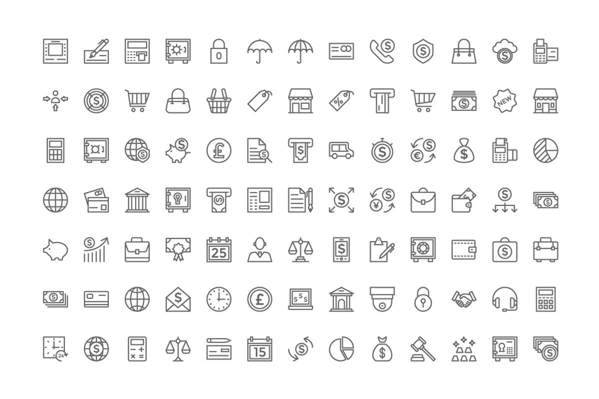 140 Banking and Finance Line Icons, an Outline Icon by Vectors Market (Photo 2 of 3)