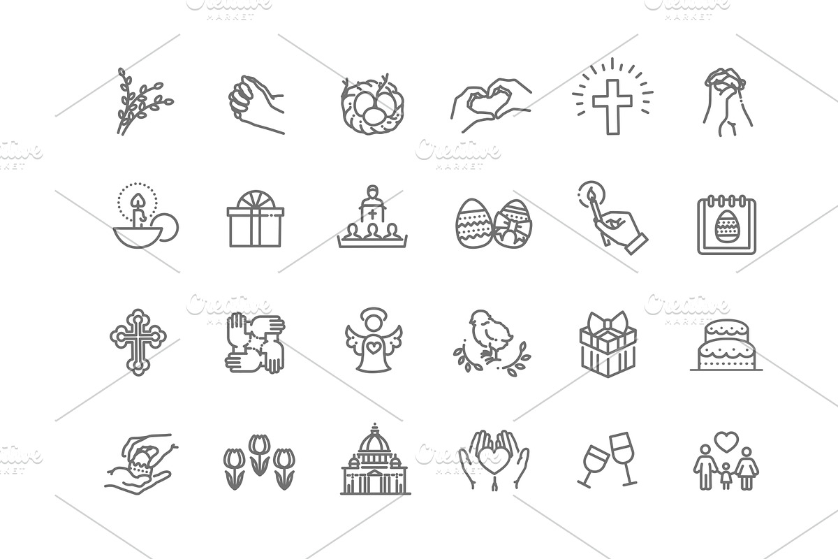 Easter Line Icons Set, an Outline Icon by Tettygreen (Photo 3 of 3)
