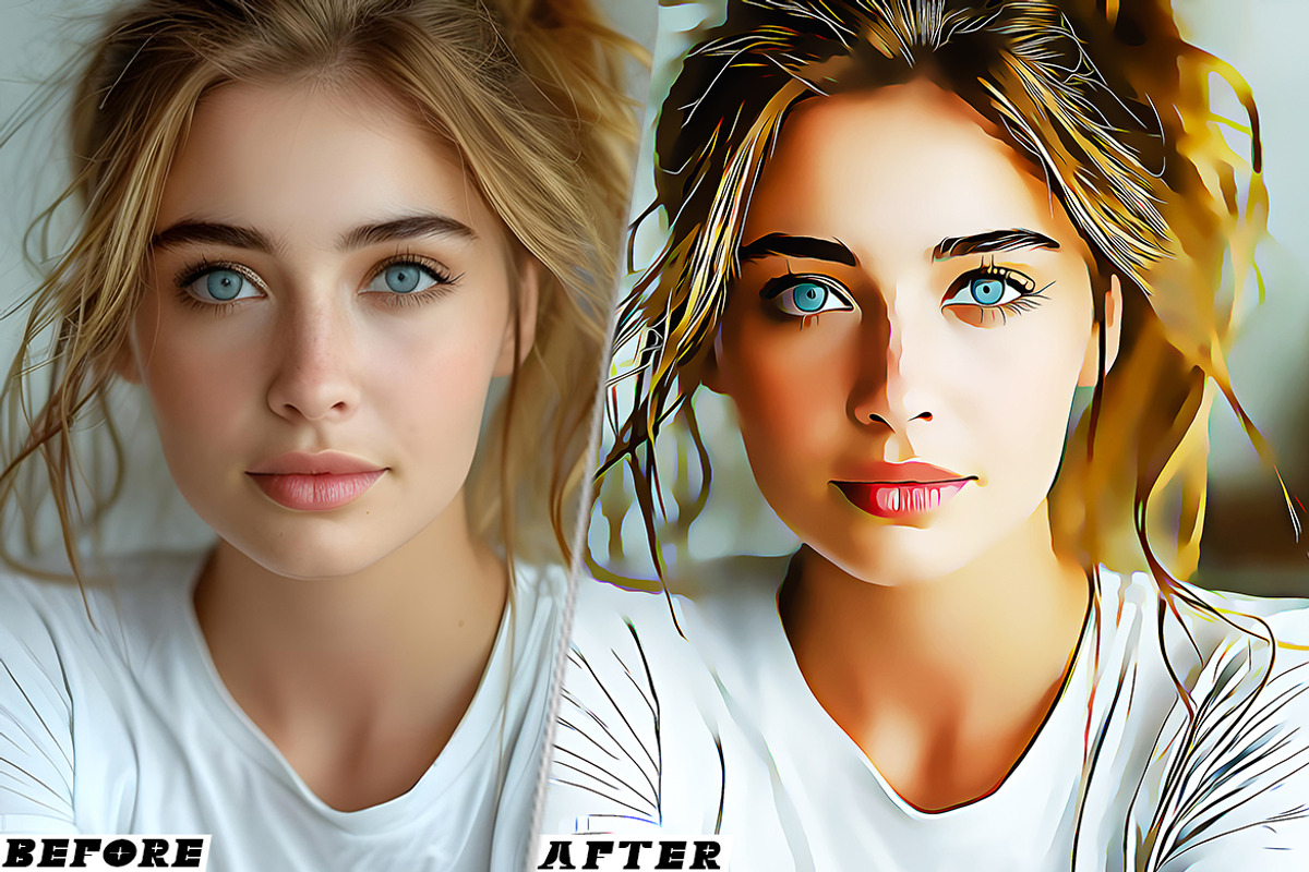 Cartoonize painting Photoshop Action, a Brushes & More by one-touch (Photo 6 of 9)