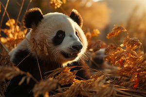 little panda in flowers at sunset, a Photo by Pictures for you!!!!!!!!!