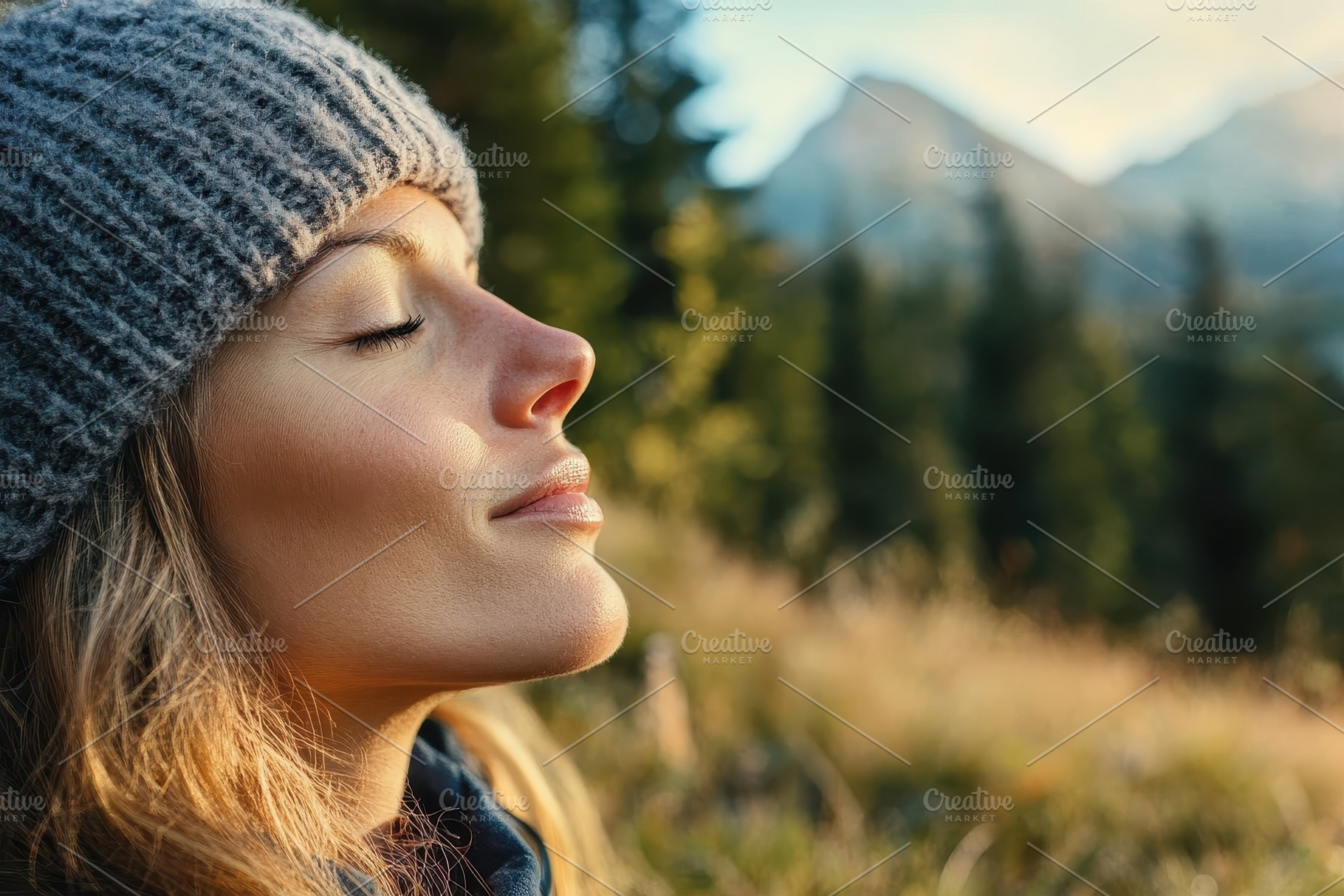 Woman enjoying fresh air in nature, a Photo by Pavel_design