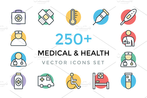 250 Medical And Health Vector Icons