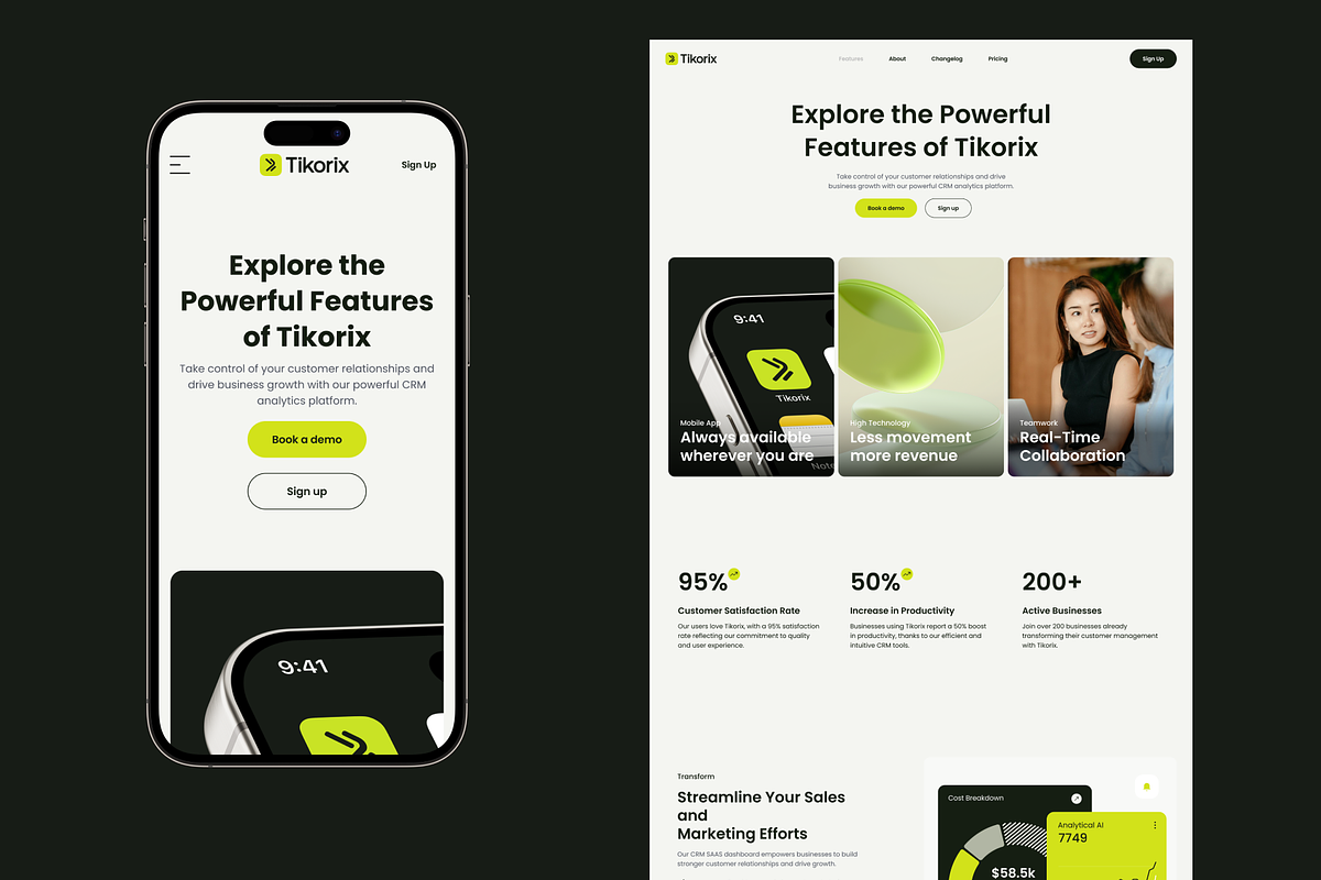 Tikorix. Website template, an UI Kit Template by Brandarnia (Photo 5 of 7)