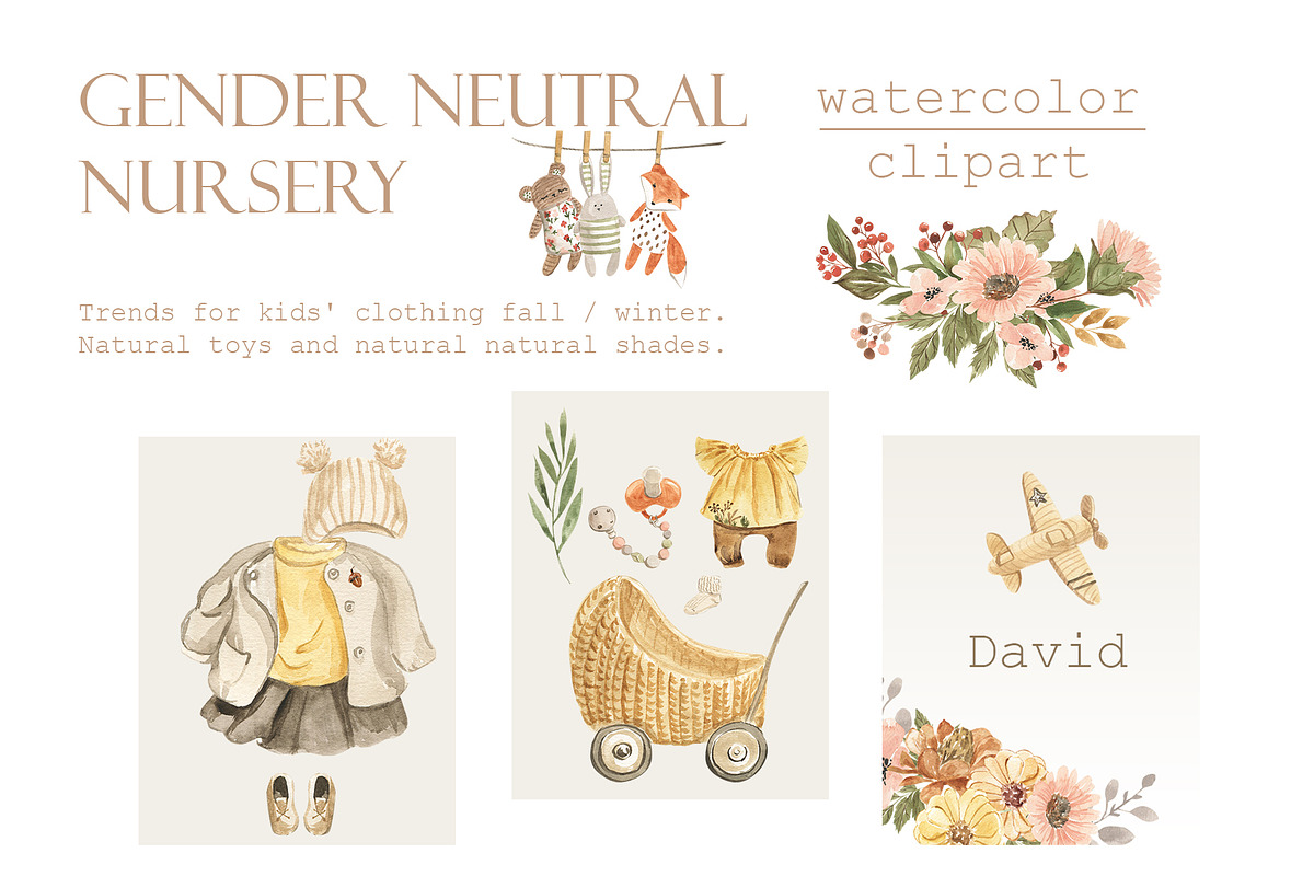 Gender neutral nursery, an Illustration by Love Watercolor Store (Photo 1 of 7)