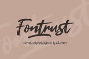 Fontrust Script (Bonus Fontrue), a Script Font by khurasan (Thumbnail 1 of 7)