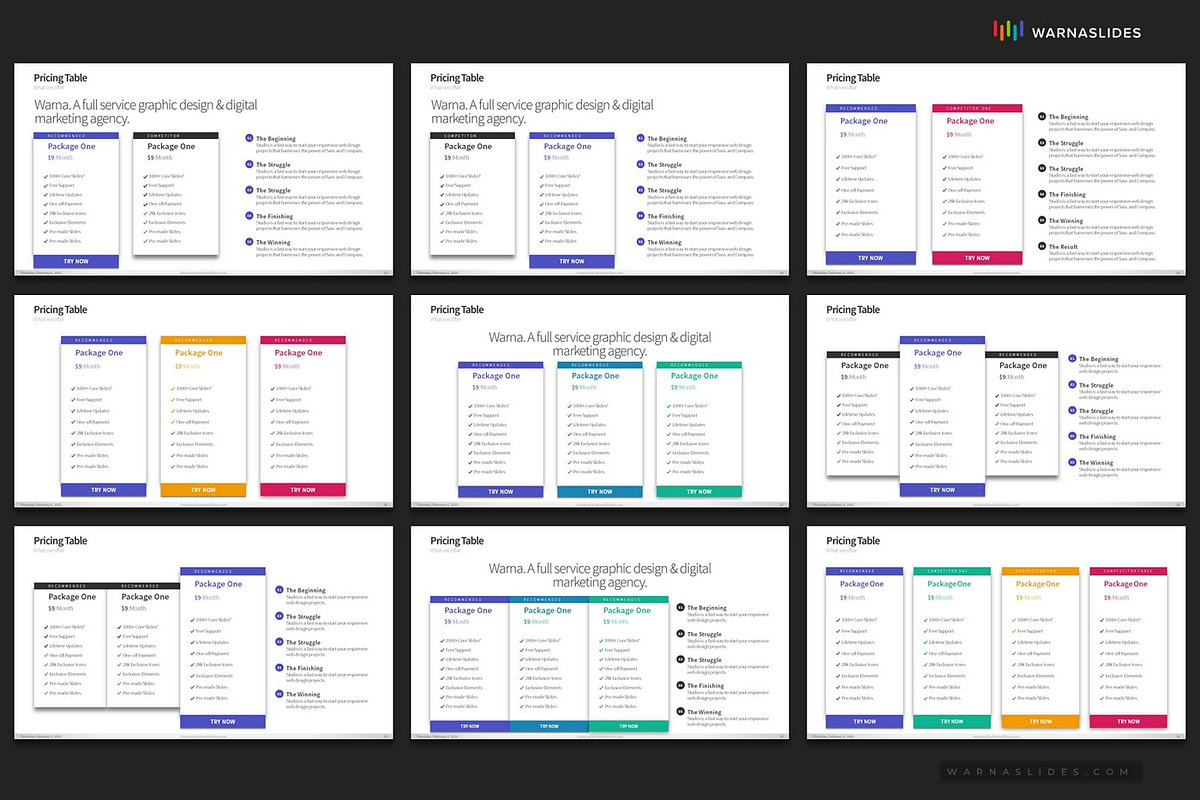 Pricing Table PowerPoint Templates, a Presentation Template by Warna Works (Photo 7 of 10)