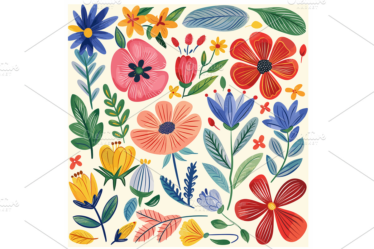 Colorful floral pattern featuring, an Object Illustration by Vectorstockersland