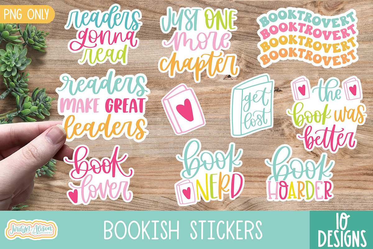 Bookish Printable Sticker Bundle, a Graphic by Jordyn Alison Designs