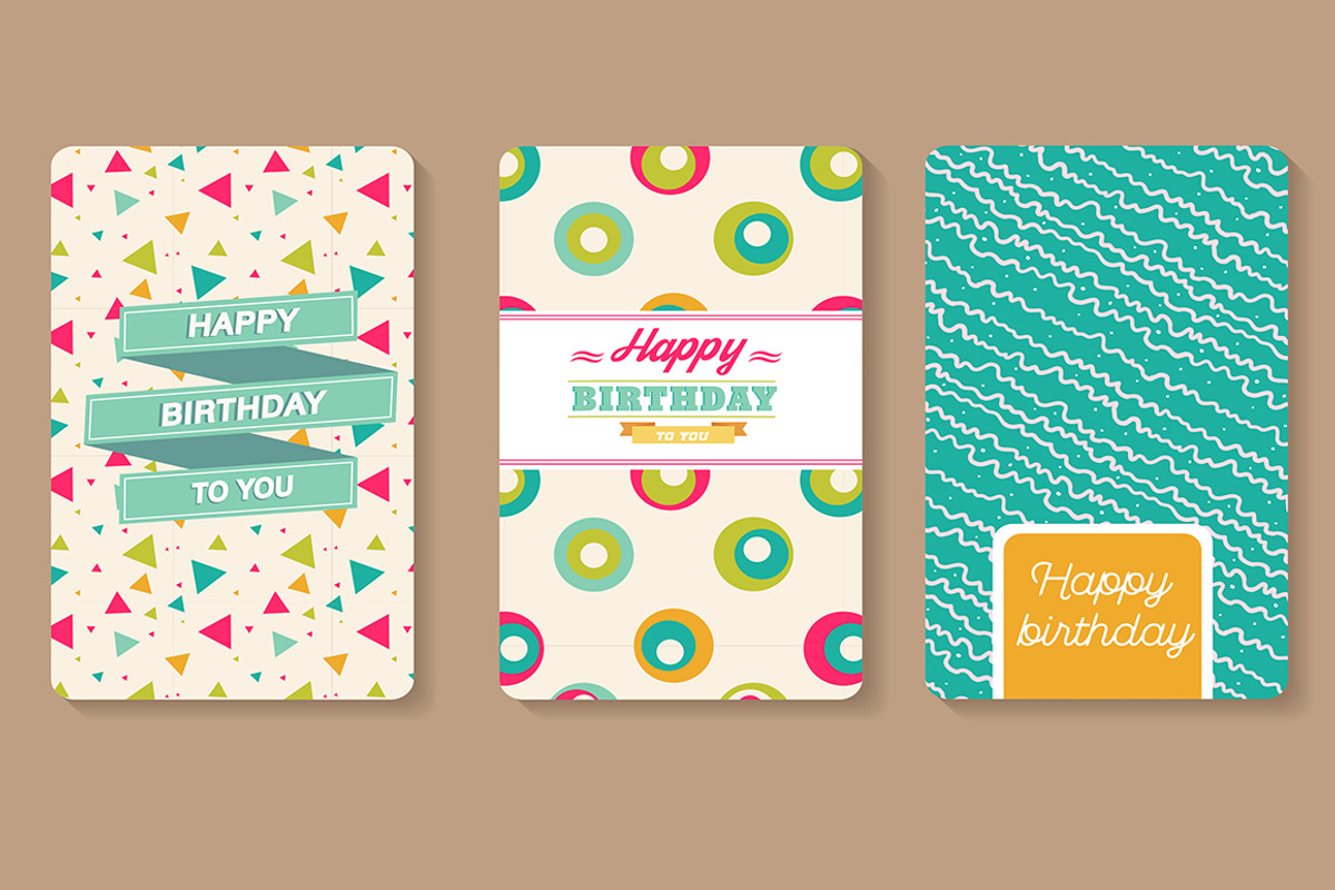 Set of Happy birthday cards, a Card Template by mikka_kika (Photo 1 of 2)