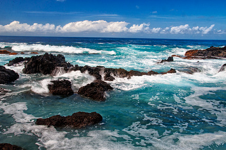 Amazing view on wavy sea containing land, sea, and water, a Nature Photo by sssanchez