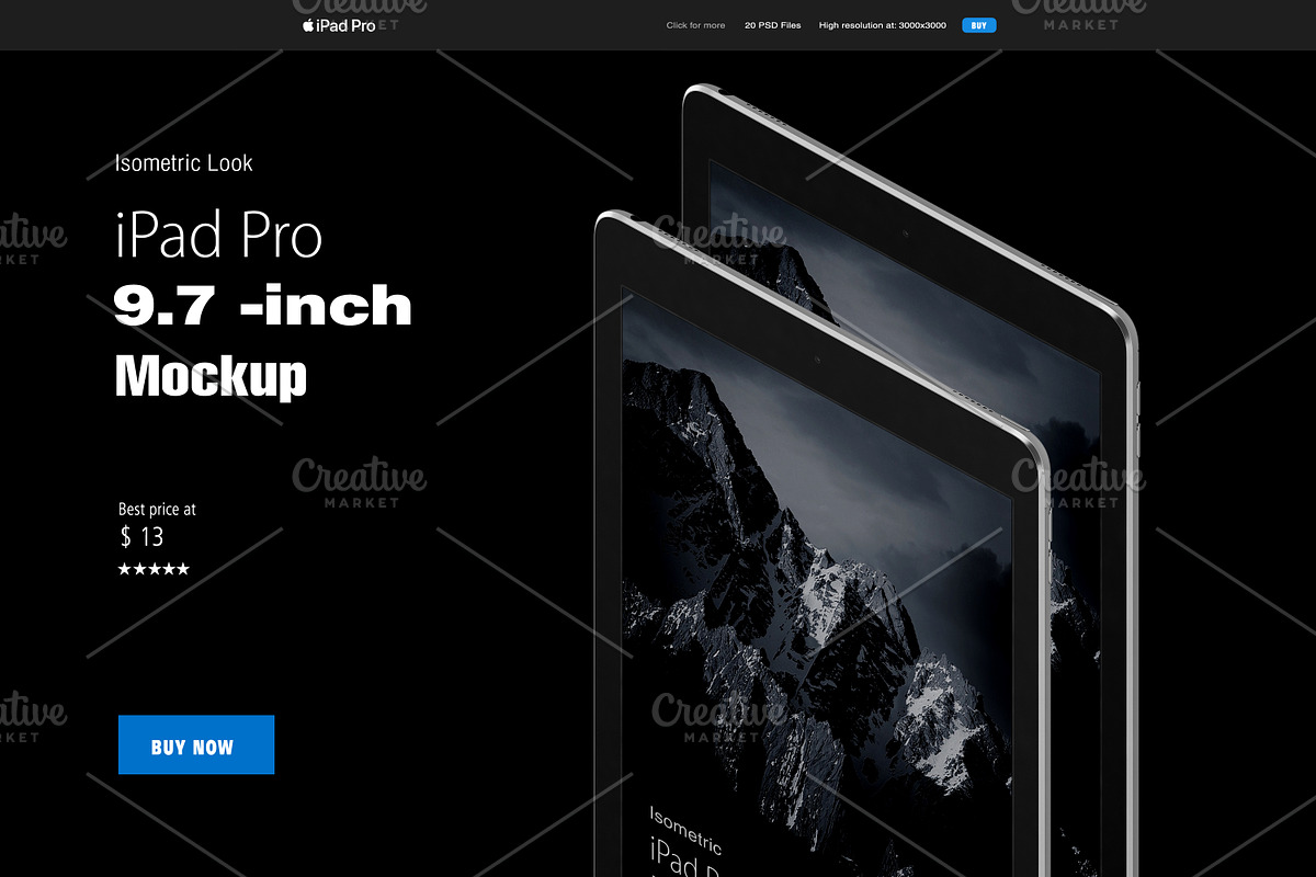 Isometric Apple iPad Pro 9.7 Mock-up, an iPhone Mockup by IsometricWorld (Photo 2 of 12)