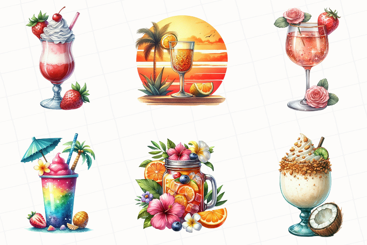 Tropical Beach Cocktail Clipart, an Illustration by OK Design (Photo 5 of 5)