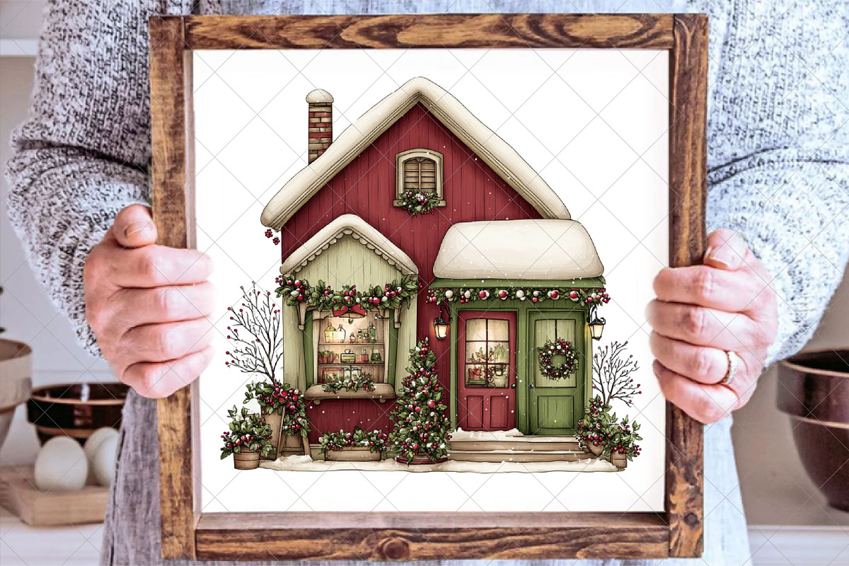Whimsical Christmas House Clipart, an Illustration by SinaCreation (Photo 4 of 7)