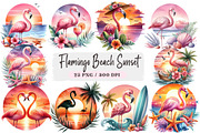Flamingo Beach Sunset, an Illustration by DreamArtGraphic (Thumbnail 1 of 4)
