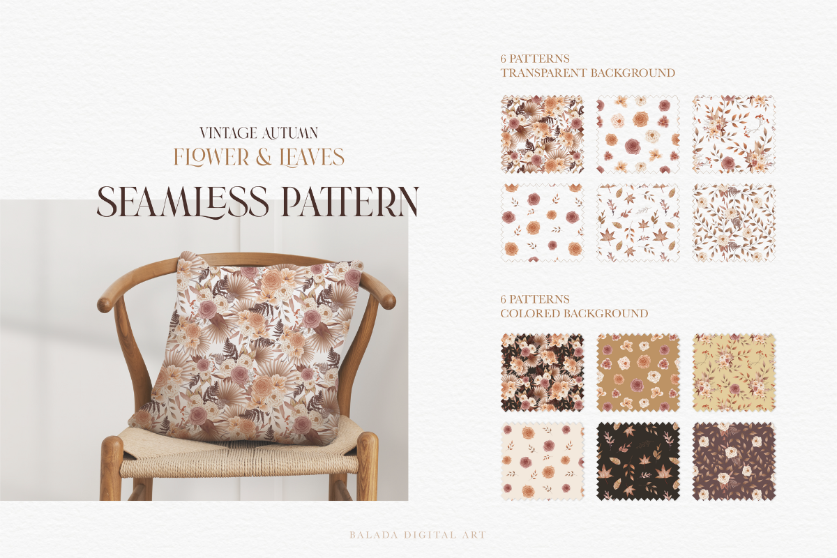 Autumn Watercolor Seamless Patterns, a Pattern Graphic by Balada Digital Art (Photo 2 of 8)