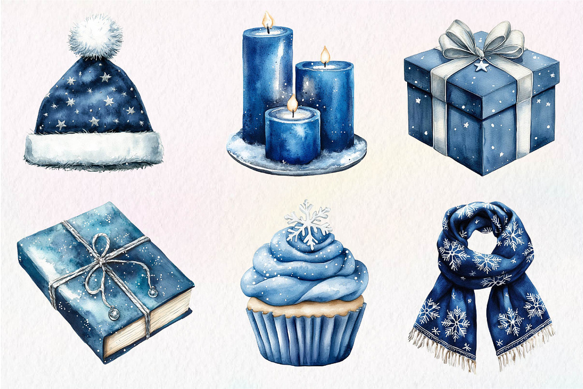 Navy Blue Winter Christmas Clipart, an Illustration by Dream Creation (Photo 2 of 7)