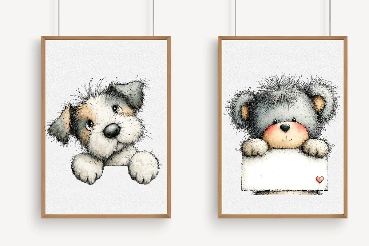 Funny Valentine Peeking Animals PNG, an Illustration by Libby Wishes (Photo 4 of 9)