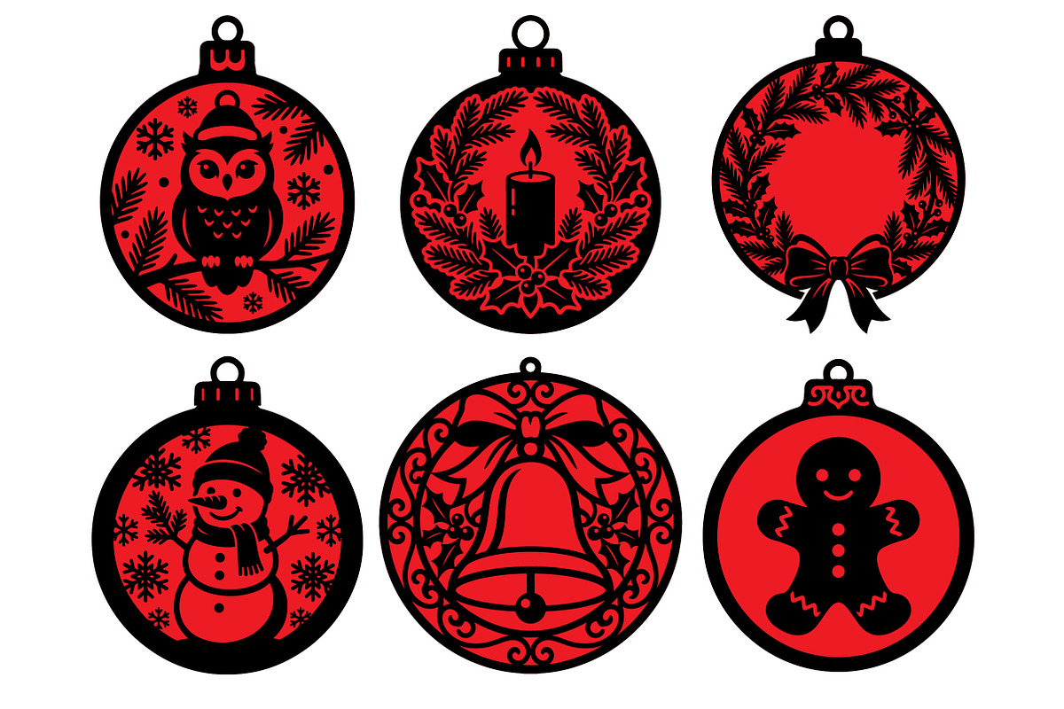 18 Christmas Ornaments Laser Cut SVG, an Object Graphic by DreamCafeArt (Photo 8 of 8)