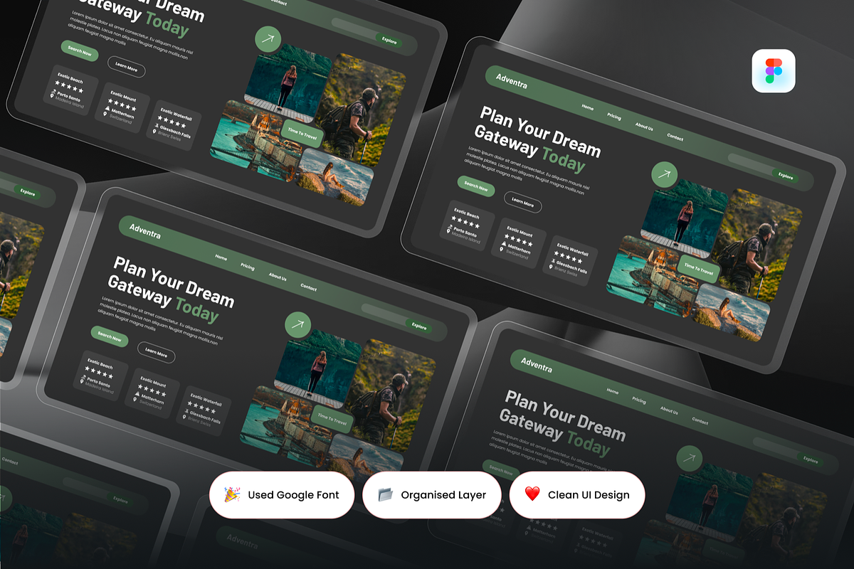 Adventra - Travel Agency Hero Header, a Templates & Theme by SquidPixey (Photo 2 of 3)