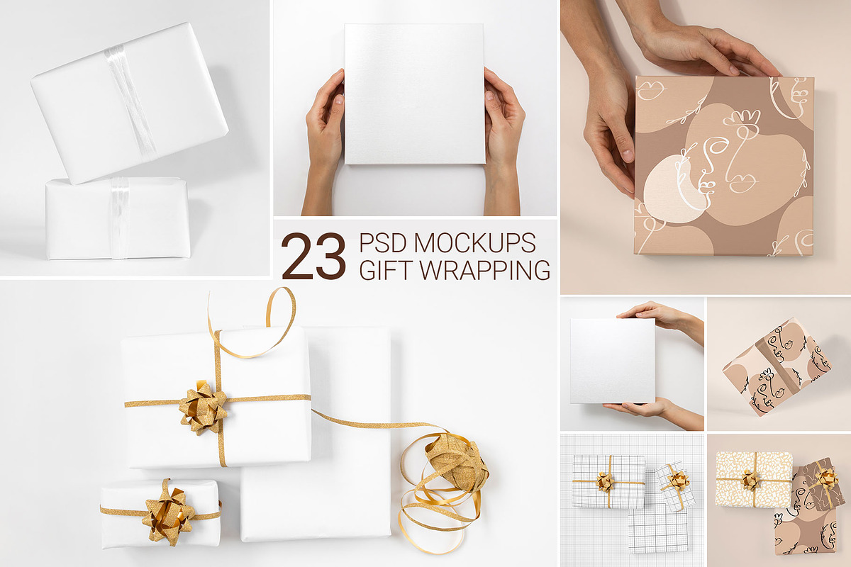 23 Gift Wrapping Mockup Bundle, a Packaging Mockup by bazarova (Photo 1 of 11)