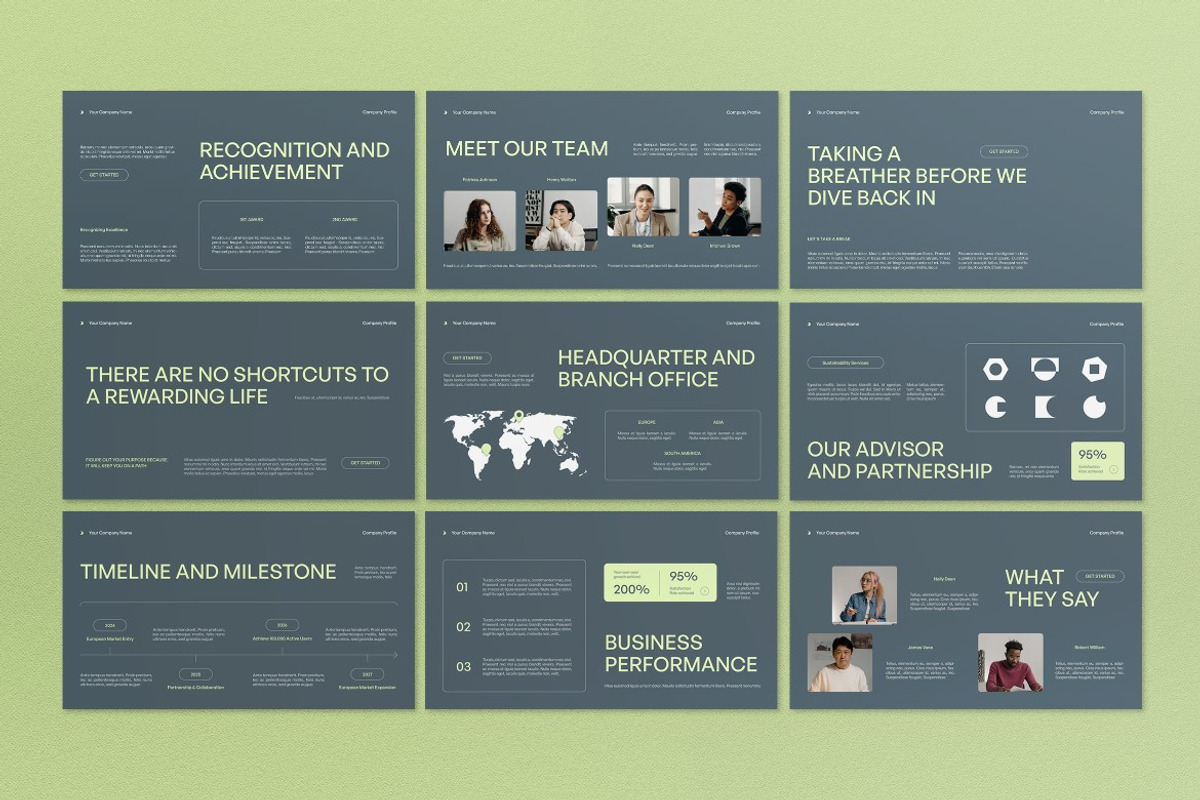 Green White Company Profile PPT, a Presentation Template by graphicook (Photo 3 of 4)
