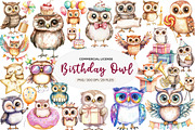 Baby Owl Clipart, Birthday Owl Party, an Illustration by CreationArt (Thumbnail 1 of 5)