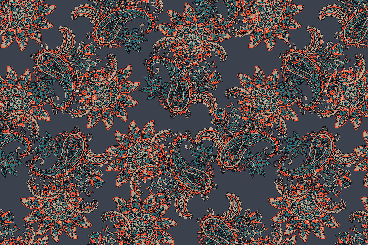 Asian paisley floral pattern, a Pattern Graphic by antalogiya (Photo 2 of 4)