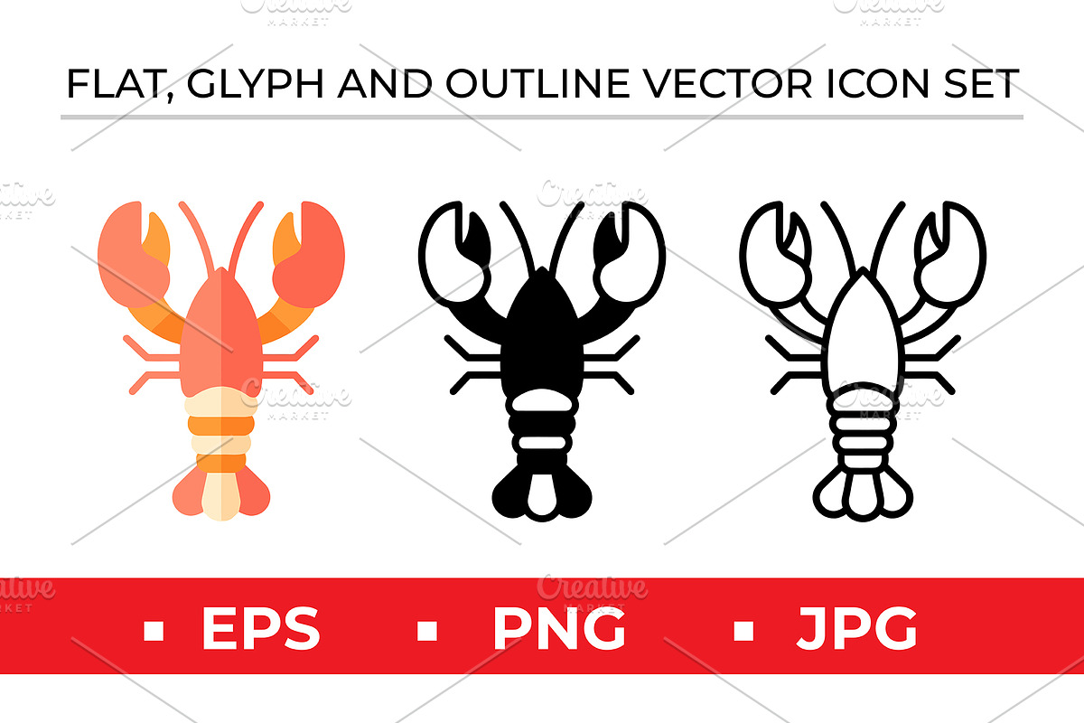 Lobster Icon Set Vector, an Outline Icon by Artonix (Photo 1 of 2)