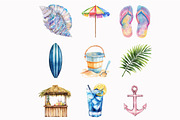 Watercolor Beach Clipart, an Illustration by Design Market (Thumbnail 4 of 4)