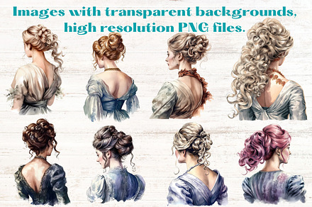 Regency hairstyles clipart x12