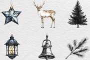 Black And White Christmas Clipart, an Illustration by Black Bird Studio (Thumbnail 5 of 6)