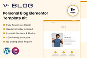 V-Blog Personal Blog Elementor Kit, a WordPress Template by Techeshta Solutions (Thumbnail 1 of 5)