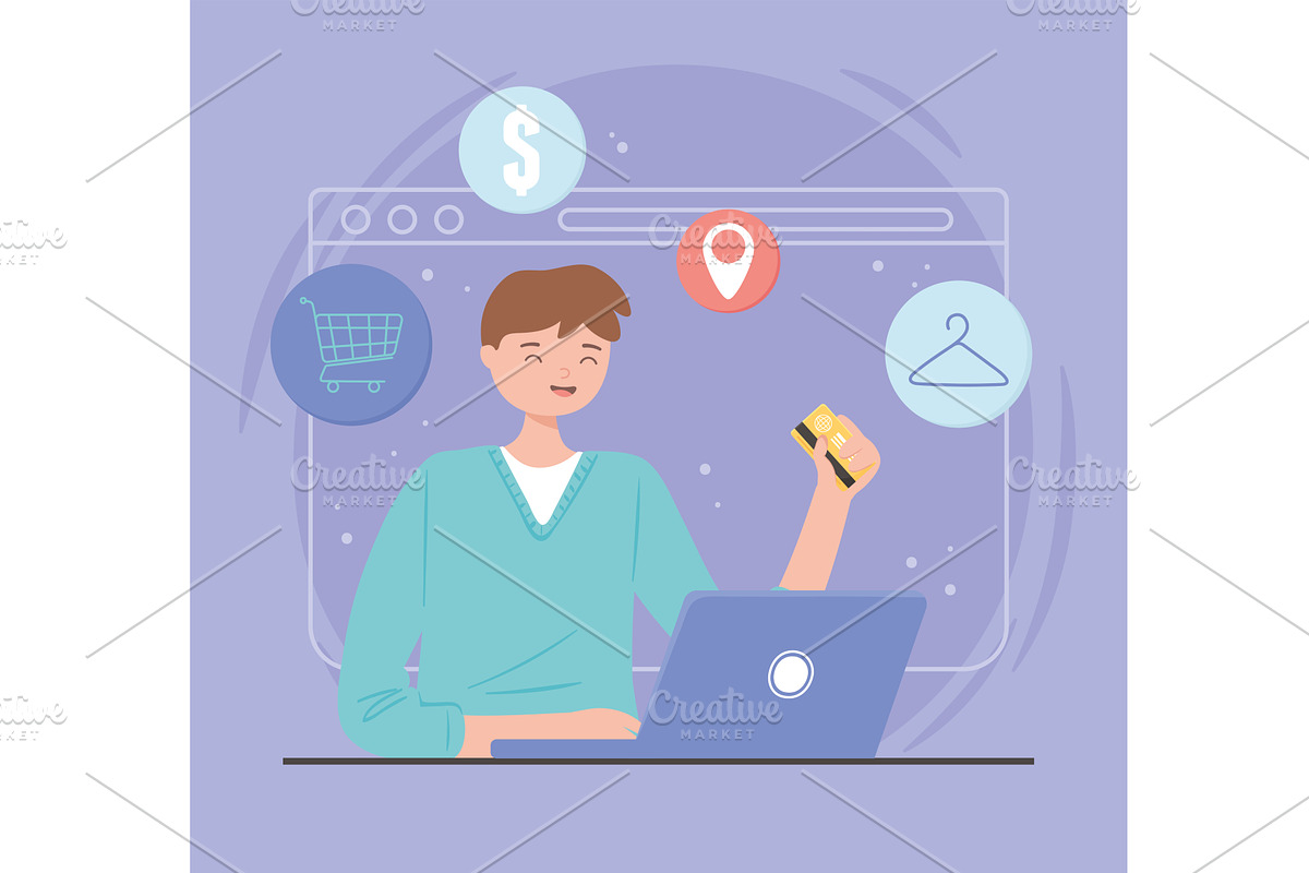 ecommerce shopping digital, a Person Illustration by studiogstock