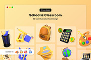 School & Classroom 3D Icon Pack, an Education Illustration by twinstd (Thumbnail 1 of 6)