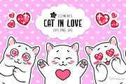 Cat in Love | Clipart & Patterns, an Animal Illustration by TaniCreatures (Thumbnail 1 of 9)