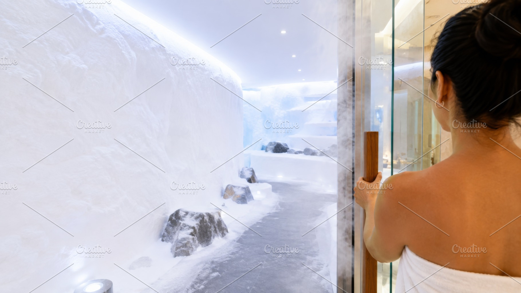 Snow room wellness spa with person e, a Photo by Dvoevnore photos