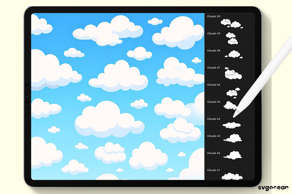 Cloud Procreate Brushes, an Illustration by svgocean (Photo 3 of 6)