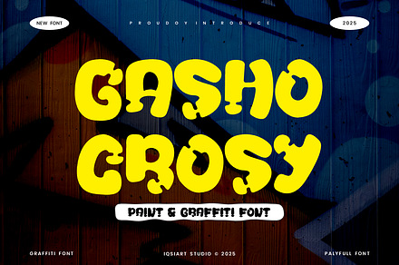 Gasho Crosy - Paint Font, a Sans Serif Font by Iqsiart Studio
