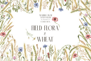 Watercolor Wheat & Field Flora