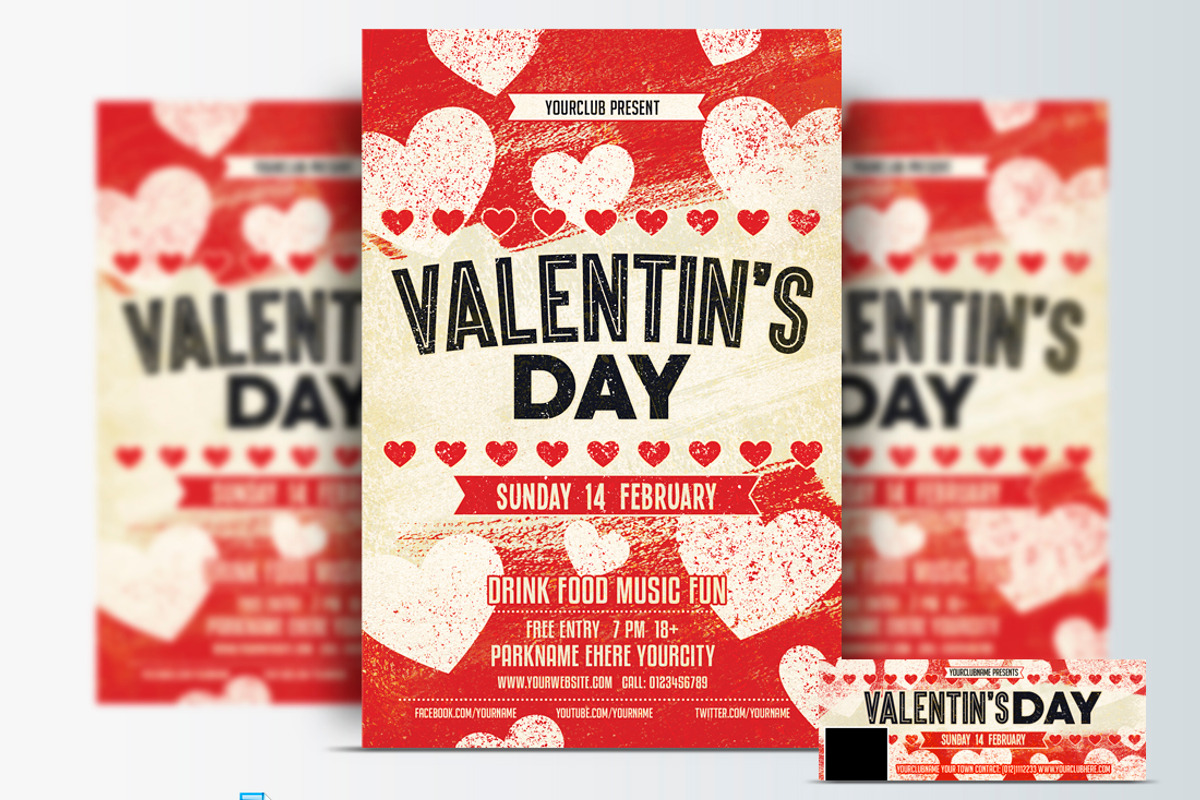 Valentines Day Flyer Cards BG Bundle, a Poster Template by DesignWorkz (Photo 7 of 12)