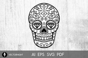 Sugar Skull Isolated On White