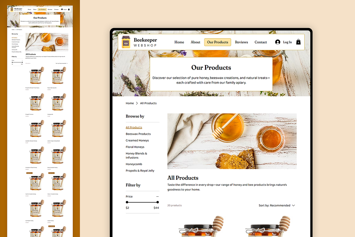 Beekeeper & Honey Webshop Template, a Wix Template by Kitteeh (Photo 10 of 20)