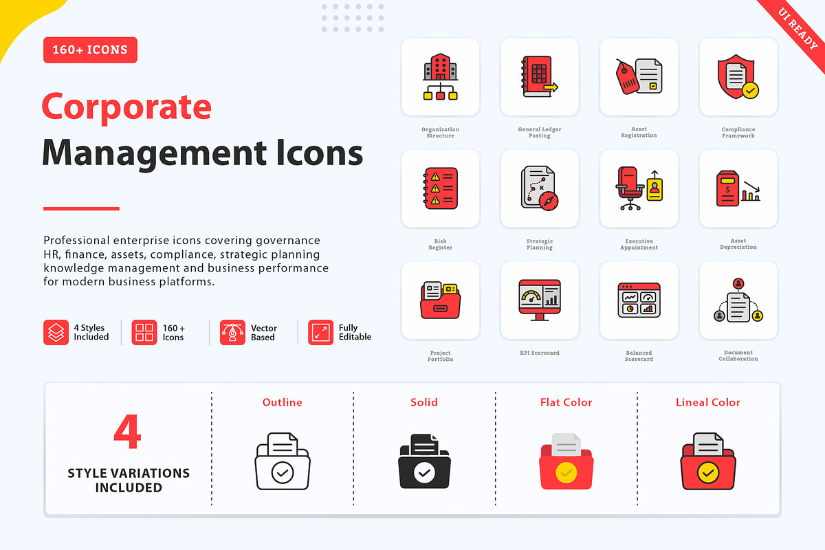 Corporate Management Icons, an Outline Icon by vexper (Photo 1 of 7)