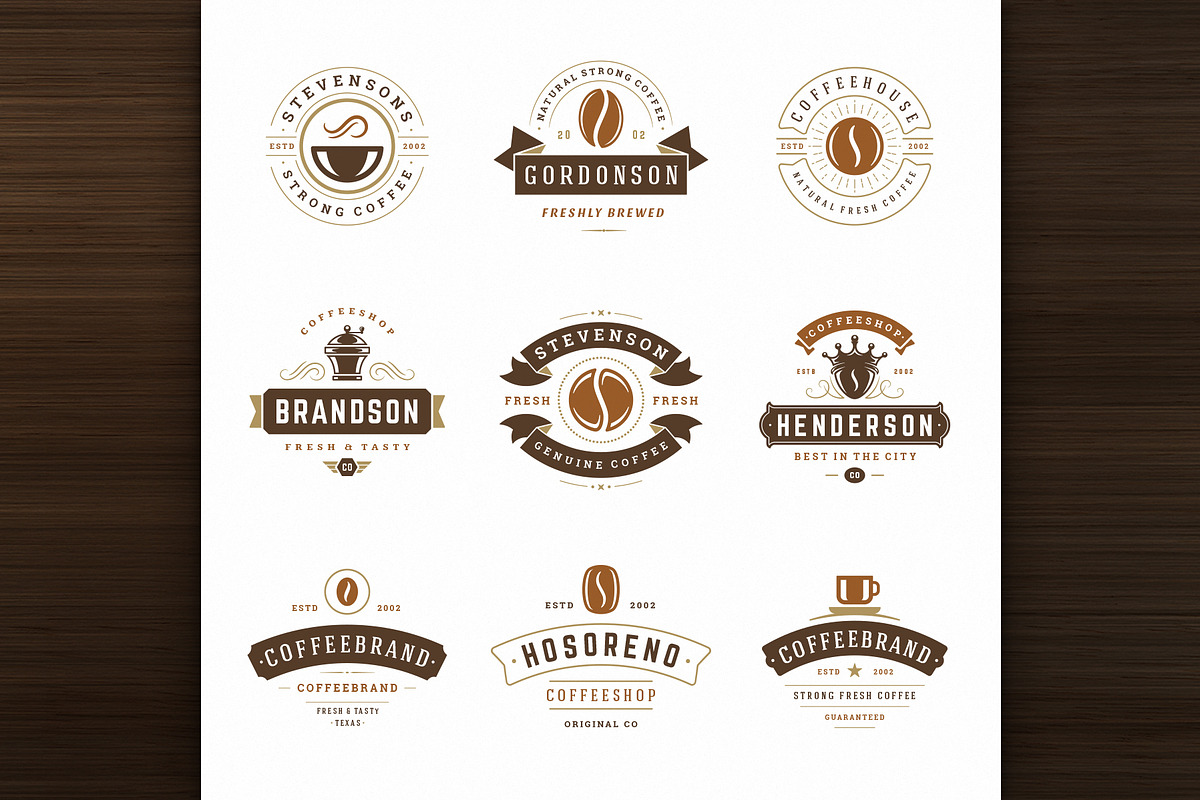 36 Coffee Logos and Badges, a Branding & Logo Template by Vasya Kobelev (Photo 8 of 15)