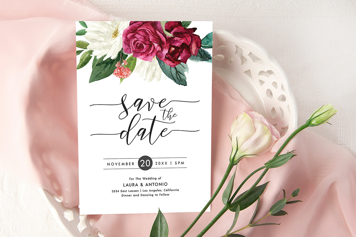 Canva Floral Save the Date Template
