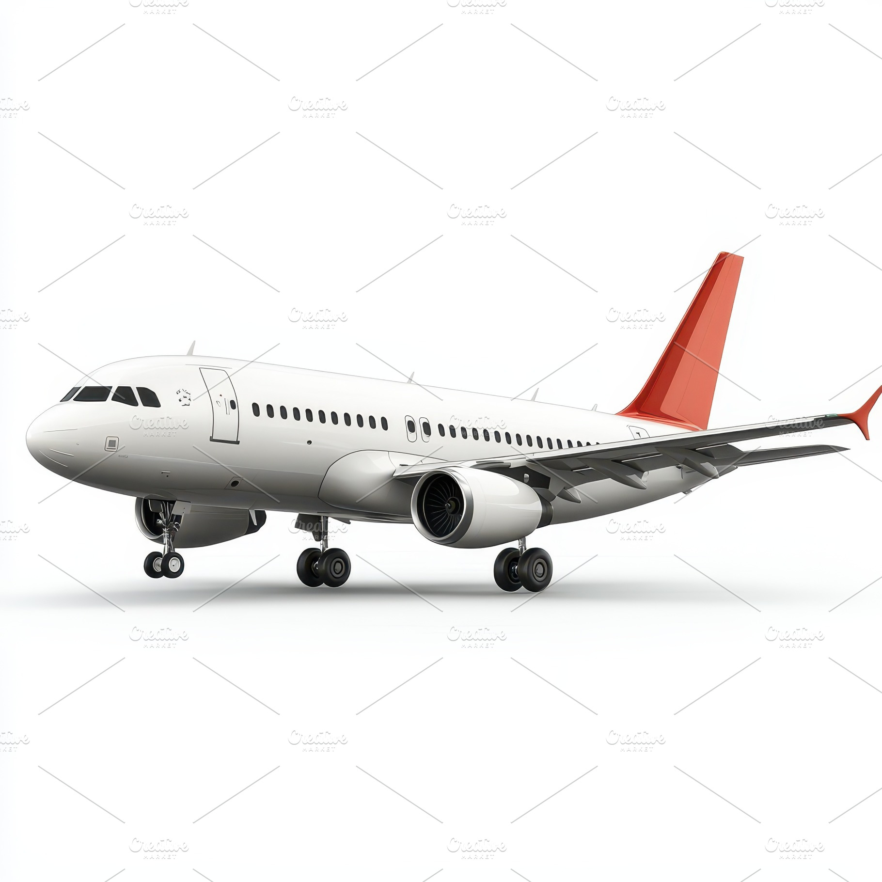 White Airplane with Red Tail Air Tra, a Transportation Photo by Pixeness Studio