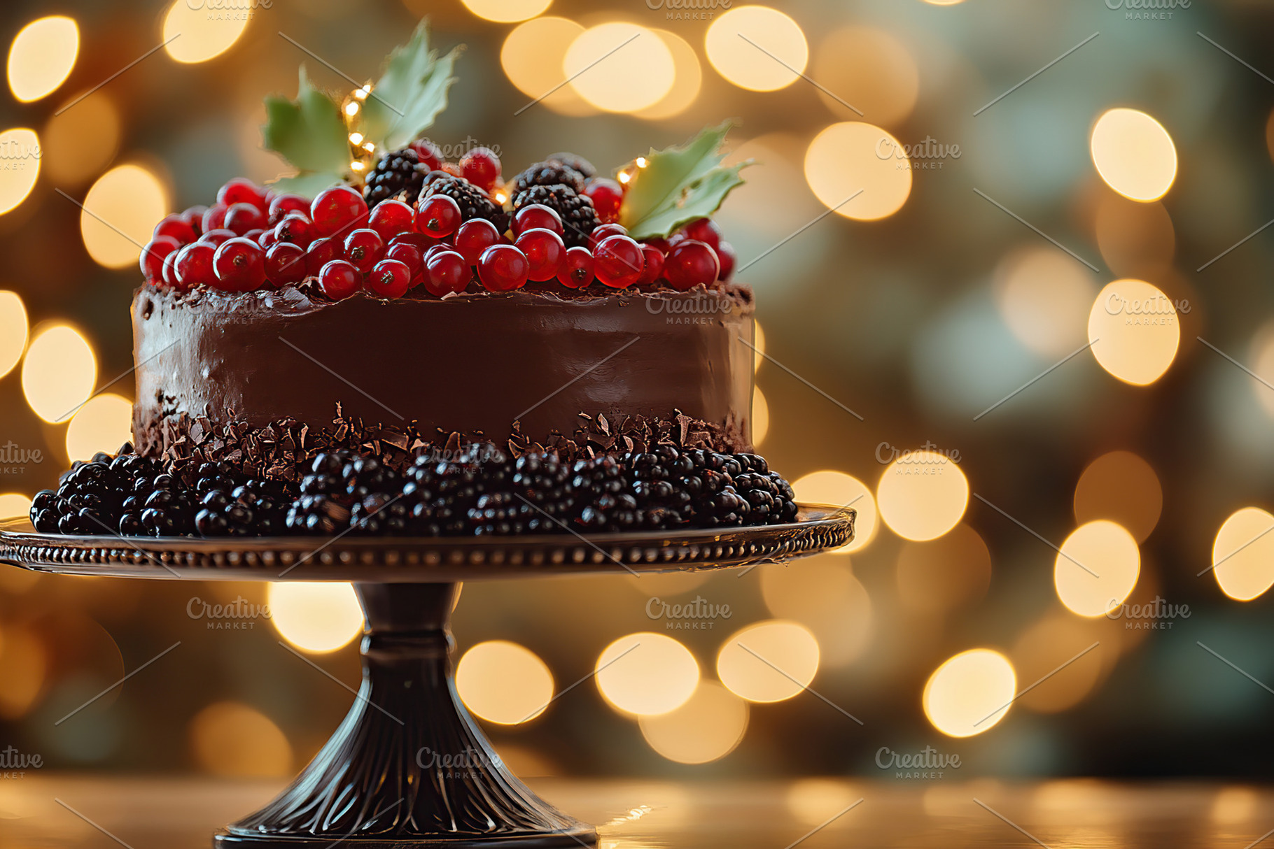 Delicious cake with frosting cream and ripe berries, a Photo by AlyaAnd