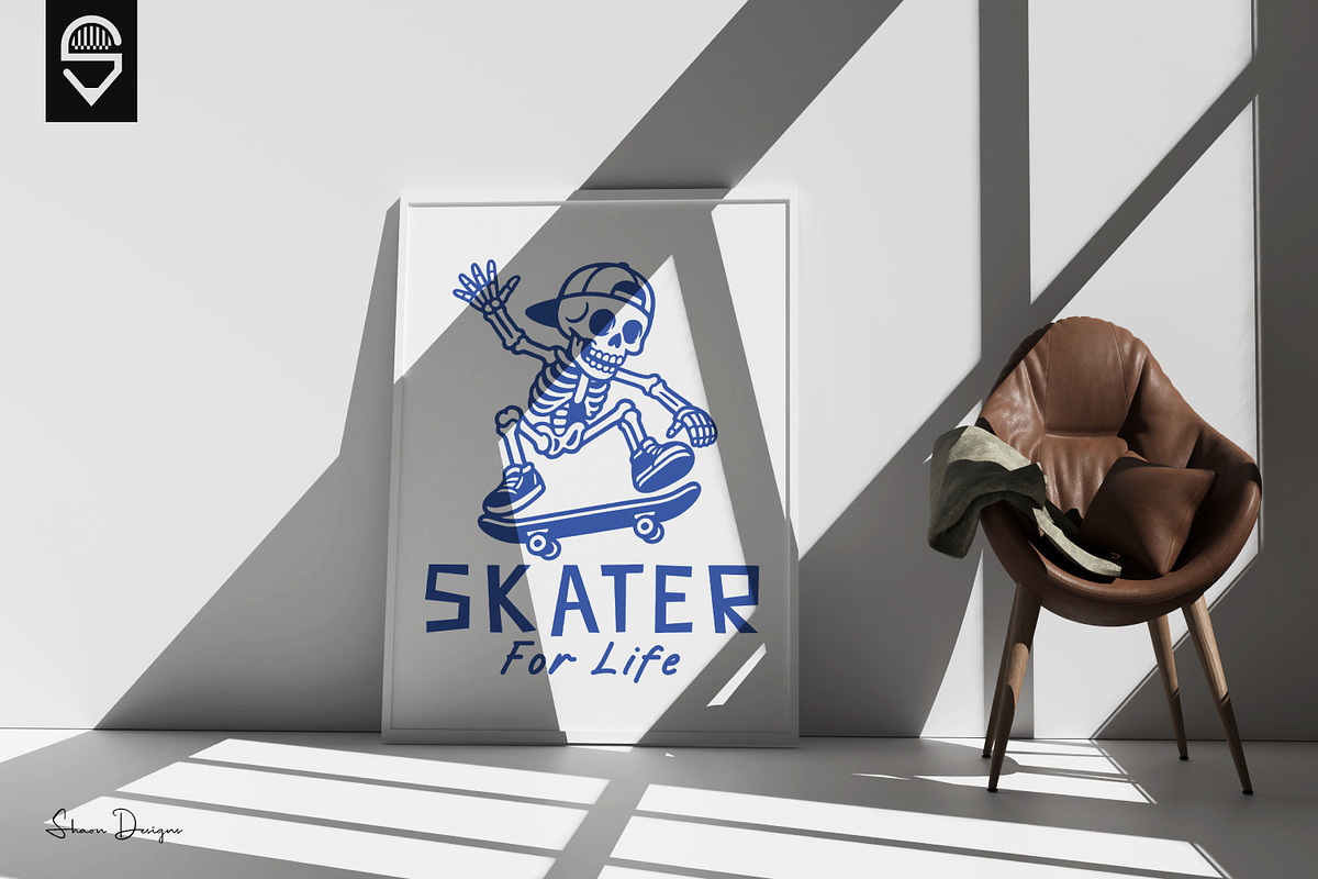 Skater for life, skeleton skateboard, a Graphic by shaondesigns (Photo 5 of 7)